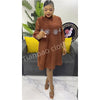 Autumn and Winter Africa Women's Clothing Solid Color Splicing Dress Pleated Loose Women's Cardigan Dresses