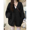 Loose Cardigan Women Long Sleeve V-neck Knitted Black Slouchy All-match Female Autumn Winter Coats Korean Chic Baggy Tops MLQ9