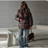 Thicken Cotton Jackets Women High Neck Long Sleeves Zipper Drawstring Warm Coats Female Winter Solid Loose Outwears