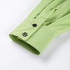 Green Belted Waist Long Coat For Women Elegant Lapel Long Sleeve Casual Jacket Lady Spring Chic Street Outerwear