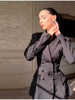 Black Blazer Jacket Pant Sets Chic Double Breasted Slim Waist Suit Coat Wide-leg Suit Trousers Spring Lady Party Outfits