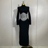 Elegant Sparkly Diamonds Long Sleeves Bodycon Long Bandage Dress Women Evening Prom Birthday Party Wedding Guest Gowns