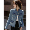 Women's Denim Jacket Spring Autumn Stand-up Collar Comfortable Lady Outerwear Long Sleeve Temperament Ladies Cowboy Coat