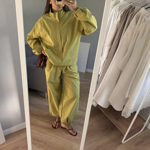 Women Fall Autumn Sports style Jacket and Pants sets