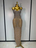 Rhinestones Sexy Mesh See Through Bodycon Dress Women Birthday Evening Cocktail party Gown Red Carpet Club Stage Outfit