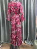 European and American Bohemian Style Flared Sleeve Print V-Neck High Waisted Vacation Dress Floral Women's Long Skirt