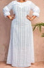 Elegant African Elegant Dresses for Women White Hollow Out Muslim Abayas Dashiki Robe Kaftan Long Maxi Dress M-5XL
