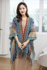 Ethnic Style Cape Oversized Sweater Jacket Women Loose Patchwork Warm Long Scarf Knitted Cardigan Woman