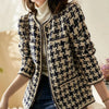 Elegant Weave Plaid Women Tweed Blazer Autumn Winter Women's Jacket Pocket Office Ladies Suit Coats Long Sleeve Mujer Clothes
