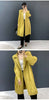 Lightweight Women's Pleated Trench Coat Autumn Chic Loose Single Breasted Stand Collar Long Windbreaker 2DB5549