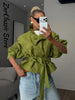Autumn Women's Green Suede Short Jacket Loose Lapel Zipper Long Sleeve Bomber Coat Female Lady High Street Outwears