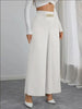 Women's Trousers Thin High Waist Chain Elastic Waist Khaki Elegant Office Black Casual Wide-leg Pants for Female