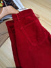 Retro Red Mid-Waist Wide-Leg Straight Corduroy Long Pants For Women Autumn Winter