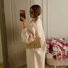 Batwing Sleeve Women's Coat Lapel Single-Breasted Loose Lady Long Jackets Autumn Winter All-Matched Street Outwear