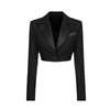 Black Cropped Blazer Coat Skirt Set Women Sexy Full Sleeve V-neck High Waist Split Long Skirts Lady Spring Commute Outfit