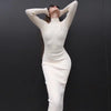 Autumn Knitted Turtleneck Dress Women Long Sleeve Bodycon Midi Dresses Female Elegant Solid Color Skinny Dress