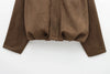 Fall Winter Women's Bomber Jacket Lapel Long Sleeve Zipper Suede Jacket Women High Street Jackets Coats Outerwears