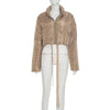 Hipster Zip Crop Jacket Women Warm Chic Pocket Turtleneck Full Sleeve Ribbon Street Basic Winter Puffer Quilted Parkas
