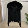 Knitwear Cardigan Women Spring Knitted Jacket Female Autumn Hooded Real Fox Fur Coat Natural Short Fur Coat Casual