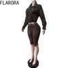 Leopard Print 2 Piece Sets Woman Lapel Full Sleeve Zip Crop Jackets And Skinny Shorts Hottie Street Suits