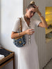 Women's High Waist Knitted Rib Slim Maxi Dress Casual Loose Elegant Temperament Long Dress for Autumn Femme Solid Color Dress