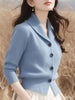 Spring Autumn Women Sweaters Elegant Solid Color Lapel Long Sleeved Knitted Cardigan Jacket Korean Female Knitwear Tops