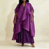Yellow Women's Pleated Set Draped Cape Overlay Maxi Dress And Wide Leg Long Pants Two Pieces Sets Elegant 2DB7706