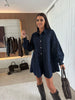 Women's Casual Shirt Button Long Sleeve Denim Dress Loose Pockets Dress