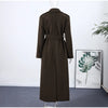 Vintage Large Lapel Tweed Long Coat Women Elegant Loose Double Breasted Belt Coats Lady Winter Classic Chic Street Overcoat