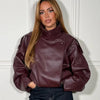 Black Jacket Women's Coat Faux Leather Jacket Outerwears Demi-Season Bomber Moto Biker Zipper Jacket High Neck Short Coat