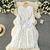 European Court Style Dress for Women A Design Sense Tassel V-neck Slim Fit Long High-temperature Pleated Flared Sleeve