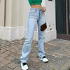 selling women's light blue slim fit high waist stretch casual versatile straight jeans for women