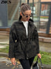 Camouflage Stand Collar Jackets Women's Casual Zipper Drawstring Waist-cinching Pockets Coat Autumn Ladies Outwear