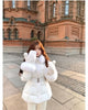Chic Women's Cotton Padded Jackt with Large Fur Collar Waist-Cinching Mid-Length Parkas Korean Warm Commute Outerwear