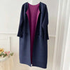 Women Solid Color Open Stitch Long Sleeve Trench Female Loose Pleated Windbreaker Spring 2J485