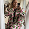 3d Flower Blazer Coat Women Casual Long Sleeve Lapel Single Breasted Loose Jacket Female Autumn Winter Chic Lady Outwear