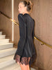 Black Elegant Hollow Out Dress Women Long Sleeve Patchwork Short Lace Dress Club Sexy See Through Dress