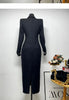 Women's Black Long Wool Coat Autumn Winter Tweed Jacket Lapel Double-Breasted Elegant Fitted Long Outerwear