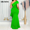 Women Off Shoulder Big Bow Skew Neck Mermaid Maxi Dress Female Evening Birthday Sexy Night Party Club Long Dresses