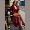 Women Oversized Lapel Woolen Long Coat Double Breasted Slim Waist Maxi Overcoat Elegant Autumn Winter Street Daily Outerwear
