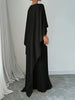Elegant Cape Sleeve Pleated Maxi Dress for Women, O-Neck Solid Color Loose Flowy Long Dress for Party Wedding