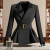 Women's Blazer Jacket Spring Autumn Slim Black Office Ladies Outerwear Solid Color Casual Female Suit Coat