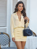 Ruched See Through Dress Women Patchwork Single-Breasted Full Sleeve Bandage Tassel Streetwear Mini Bodycon