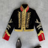 Napoleon Golden Button Patchwork Jacket Women Stand Collar Long Sleeve Panelled Slim Short Coats Chic Lady Outerwears