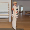 Women Floral Embroidery Jacket Long Sleeve Open Front Loose Fit Button Down Coat Autumn Casual Boho Chic Outwear