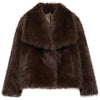 Women's Fur Coat Brown Artificial Fur Coat Women Winter Coats Fluffy Cropped Outerwears Hair Coat Warmth Plush Jackets