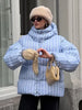 Winter Women Striped Hooded Cotton Jacket Long Sleeve Stand Zipper Buttons Thickening Padded Jackets Casual Office Lady Coat
