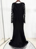 Diamonds Beaded Sequins Formal Evening Dress Lace Long Sleeves Mermaid Women's Gowns Trumpet Elegant Wedding Party Dress
