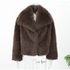 Solid Brown Fluffy Fur Jacket Women's Casual Lapel Loose Long Sleeves Thicken Warm Short Coat Winter Lady Commute Wear