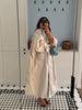 Women Solid Casual Long Trench Coat Lapel Collar Single Breasted Batwing Sleeve Windbreaker Oversized Outerwear